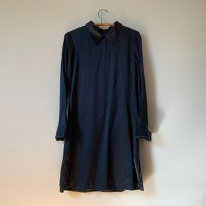 DKNY blue 100% silk long sleeve shirt dress